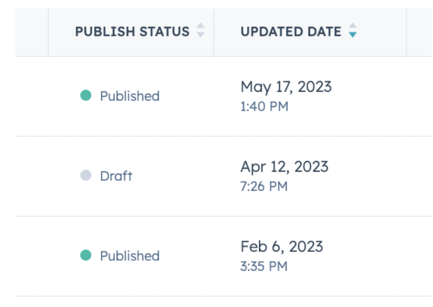 Publish Status