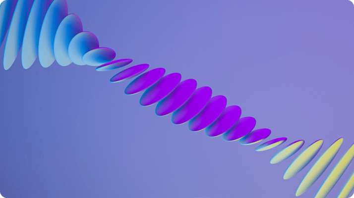  Abstract gradient pattern with oval shapes in purple, blue, and yellow, arranged in a wave on a light blue background.